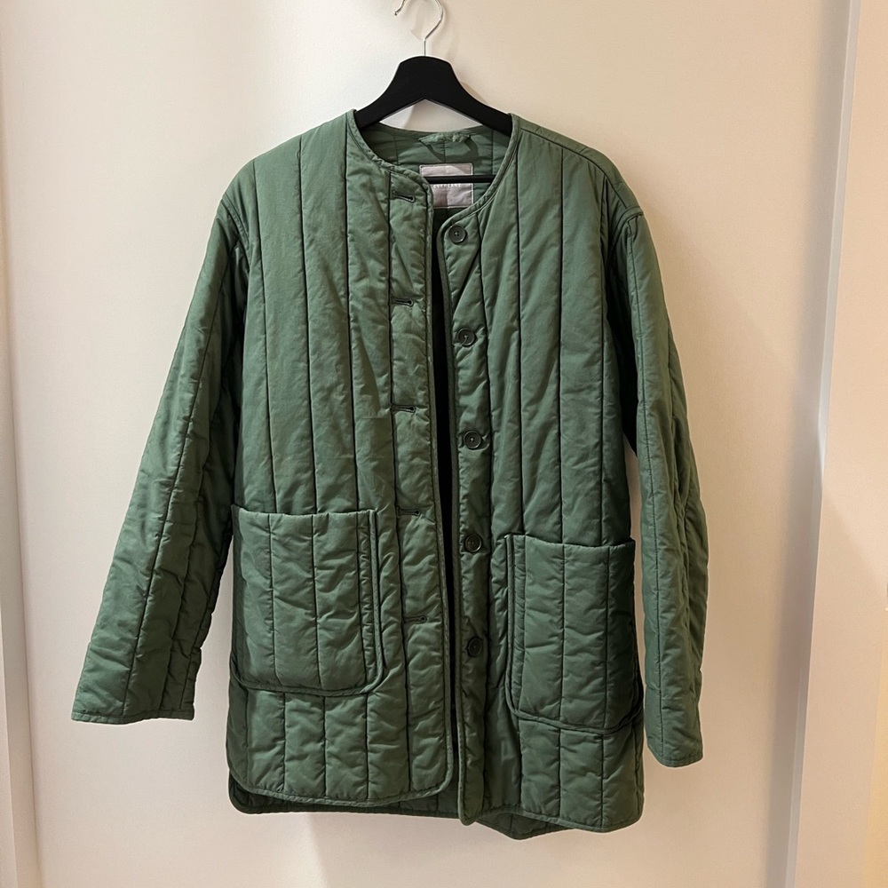 Everlane green quilted jacket